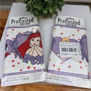 Disney Princess Ariel and Rapunzel PrePasted Border with Purple and Red Accents
